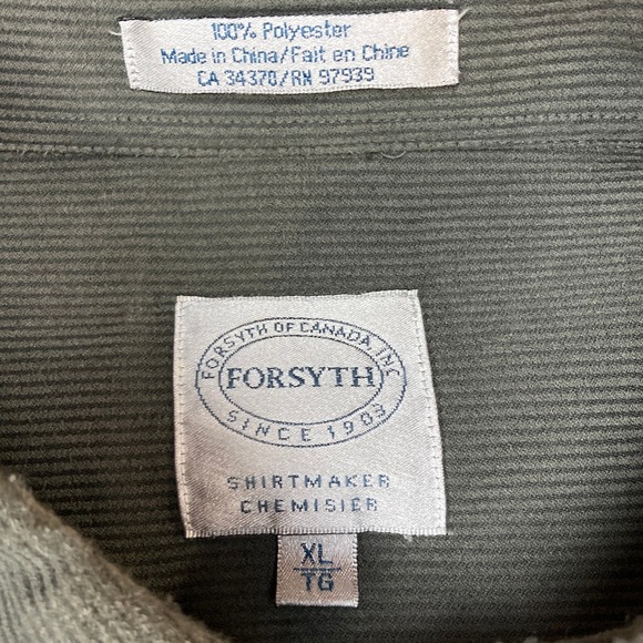 Forsyth of Canada Corduroy Shirt XL Olive Green Long Sleeve Button Down Mens - Picture 8 of 10